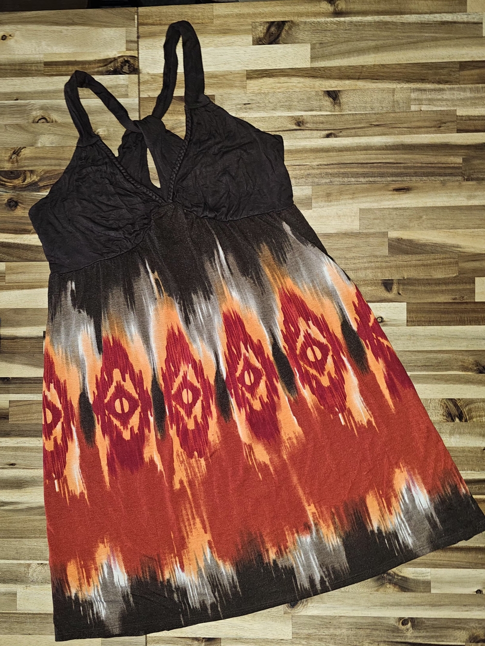 Brown & Red Midi Tank Dress
